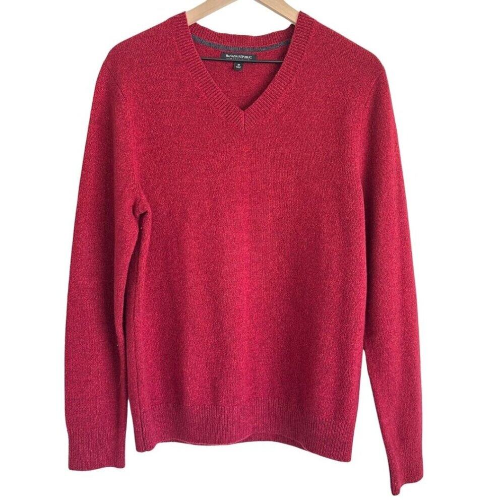 Banana Republic V-Neck Merino Wool Sweater Red M